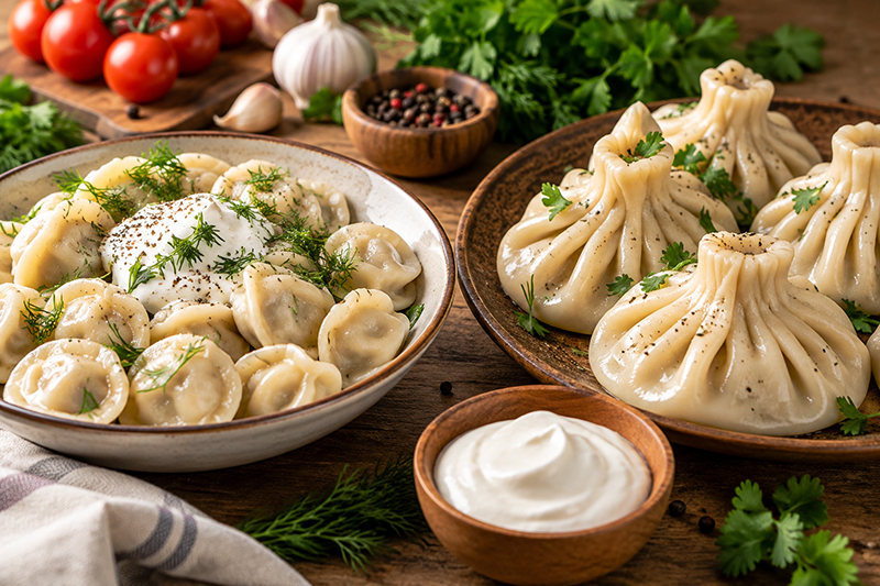 Пельмени и хинкали